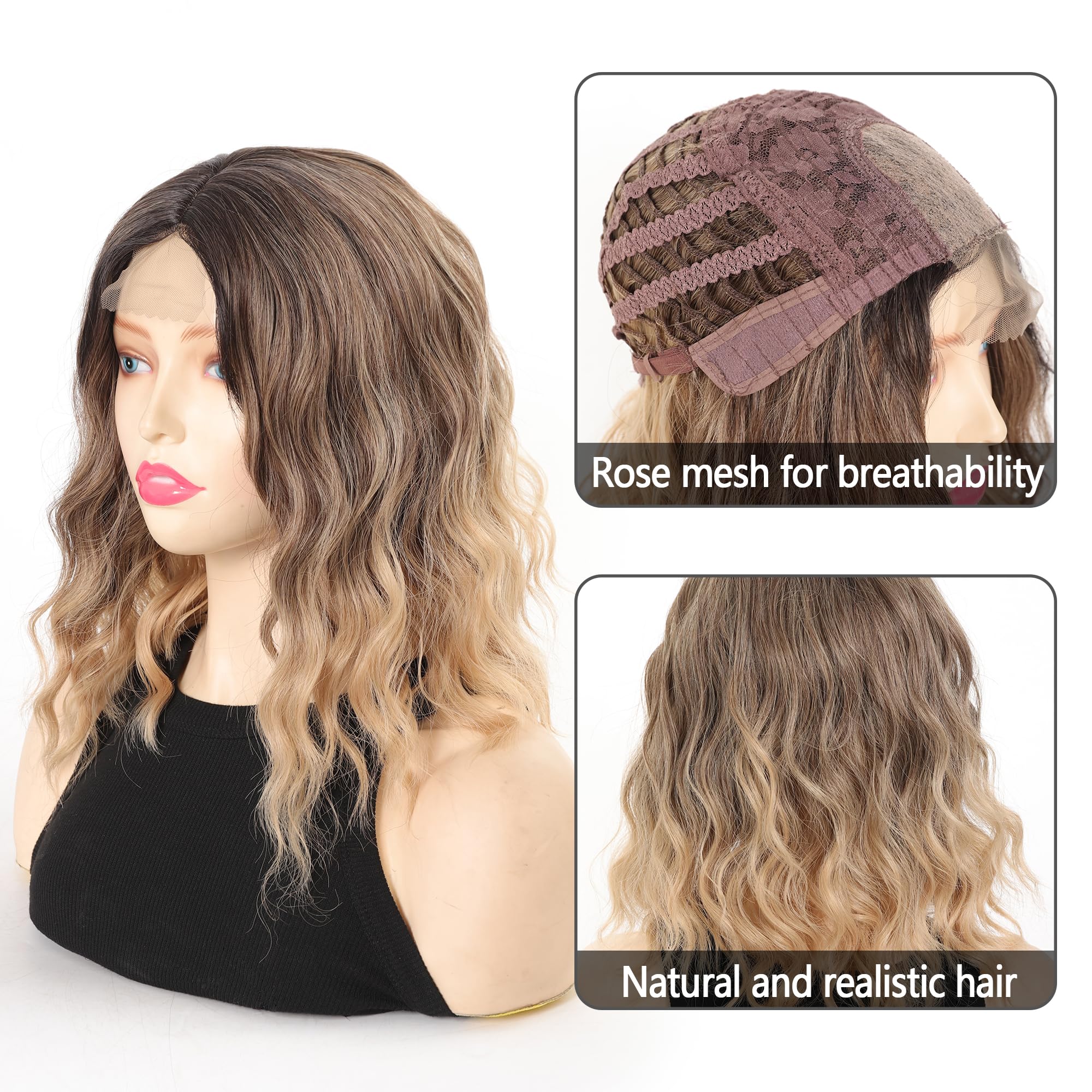 Maforsoon Wigs for Women Short Wave Synthetic Curly Wig 14inch