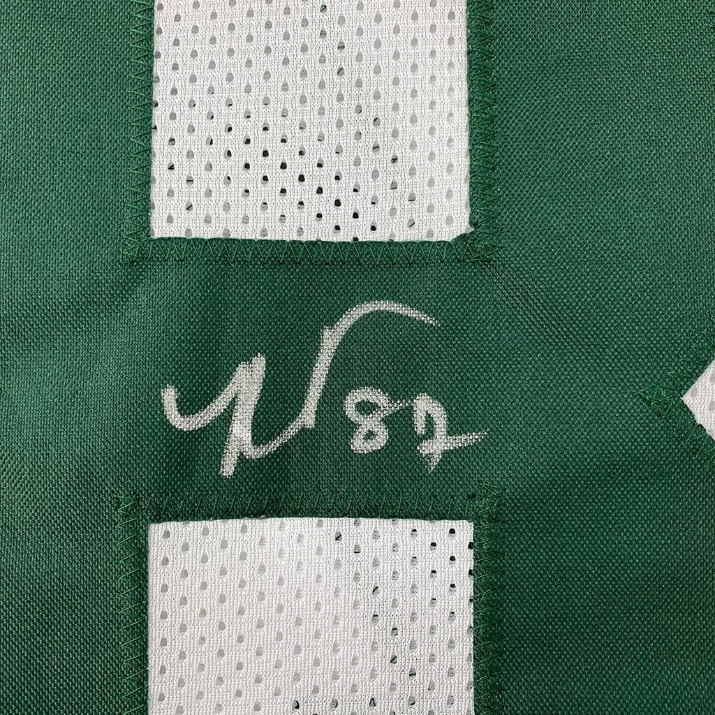 Framed Autographed/Signed Romeo Doubs 35x39 Green Bay White Football Jersey JSA COA