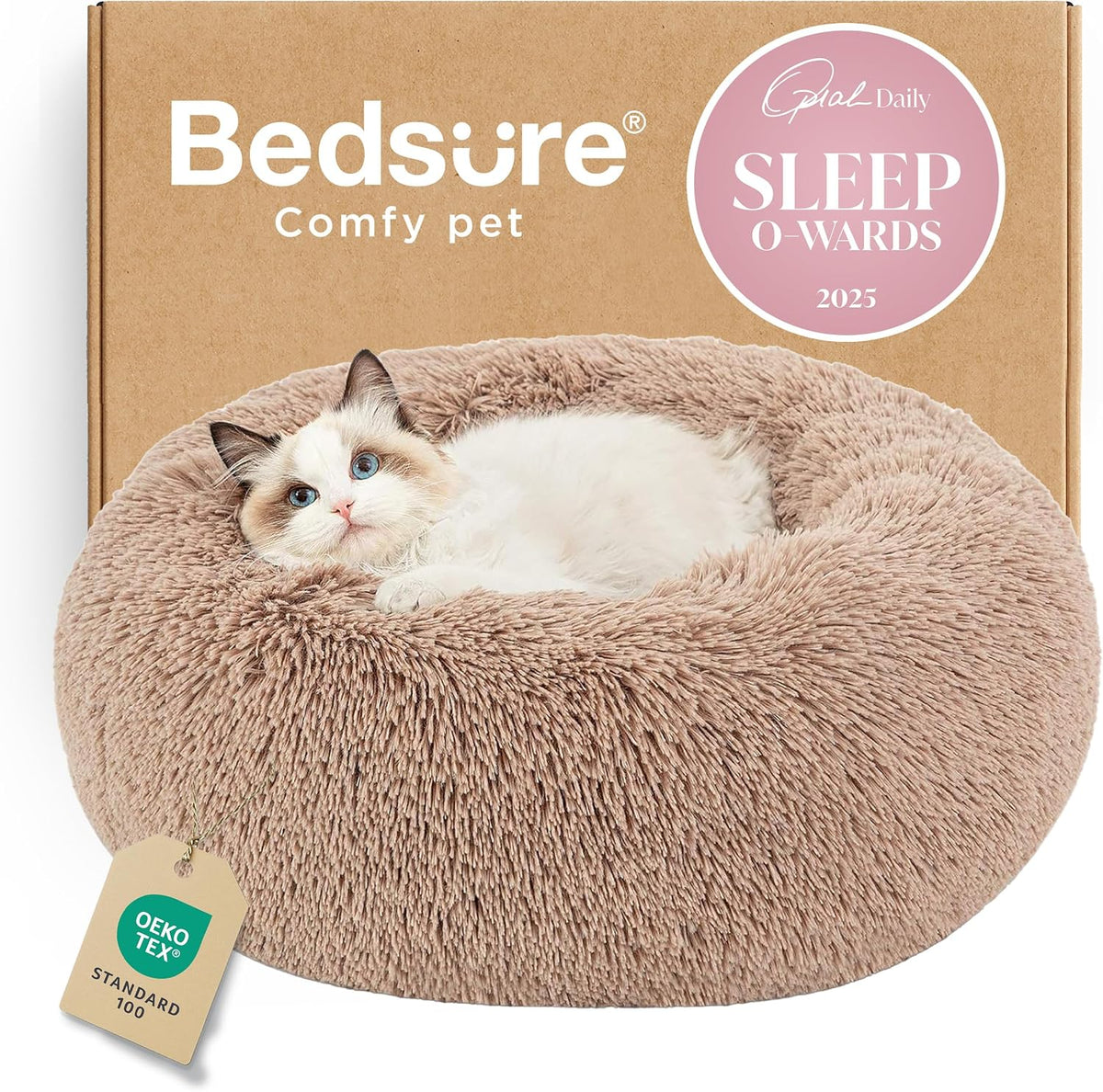 Bedsure Calming Donut Pet Bed – Multiple Sizes & Colors