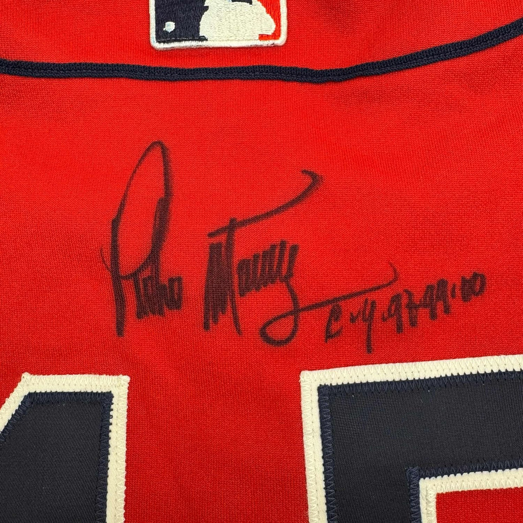Framed Autographed/Signed Pedro Martinez 35x39 "CY 97-99-00" Boston Red Baseball Jersey JSA COA