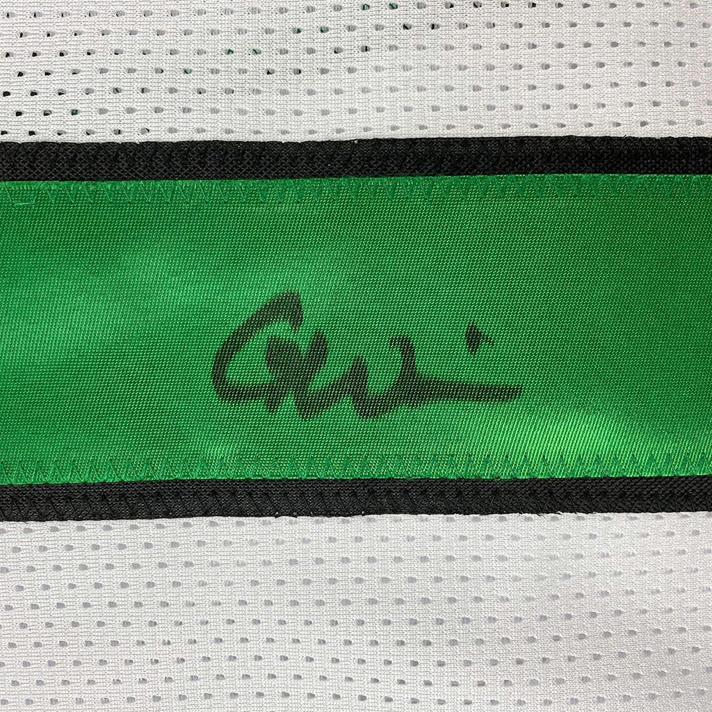 Framed Autographed/Signed Garrett Wilson 35x39 New York White Football Jersey JSA COA