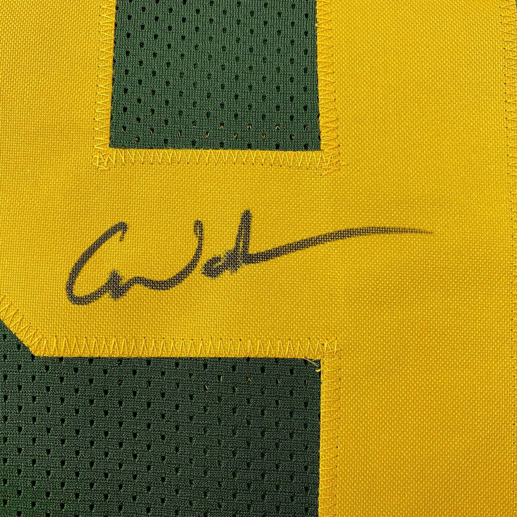 Framed Autographed/Signed Christian Watson 35x39 Green Bay Color Rush Green Football Jersey Beckett BAS COA