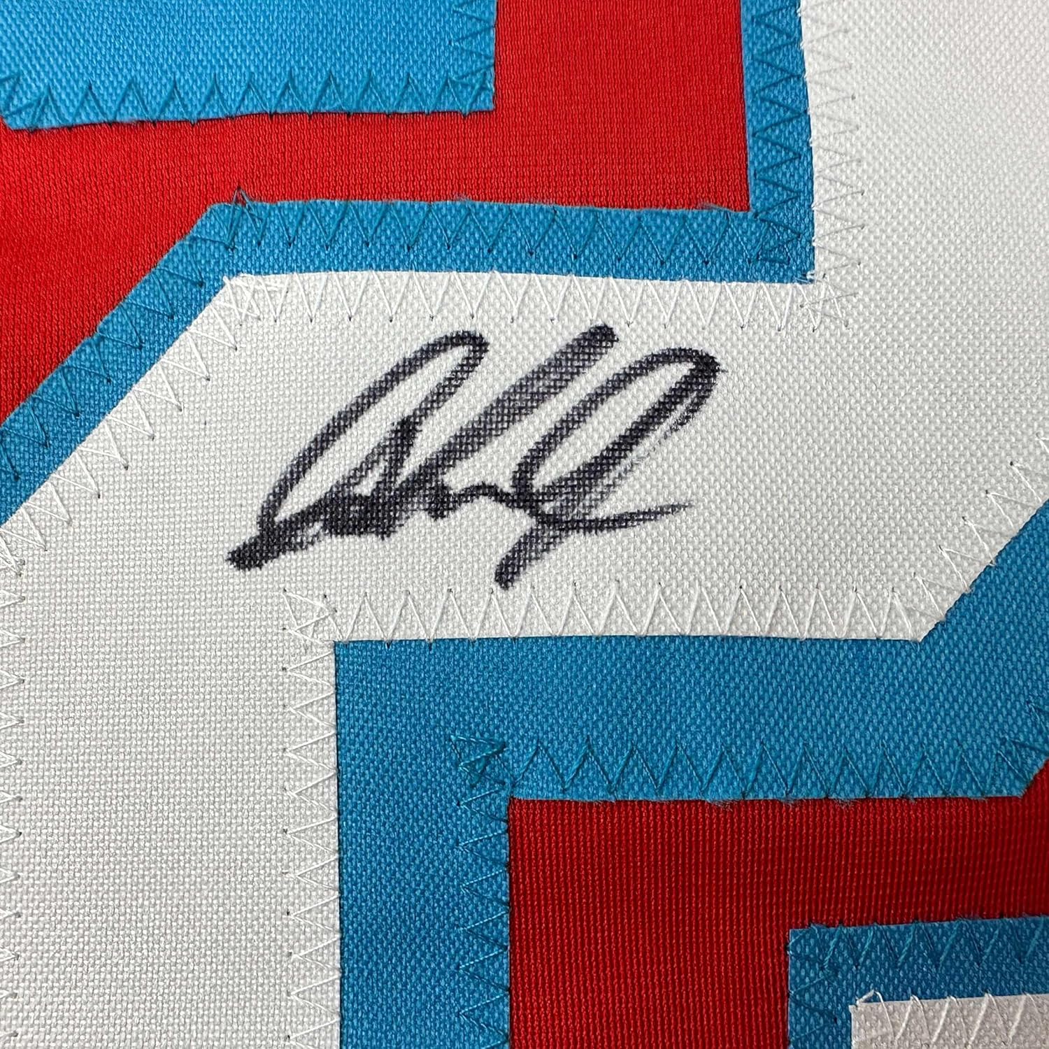 Framed Autographed/Signed Jazz Chisholm Jr. 35x39 Miami Red Baseball Jersey Beckett BAS COA