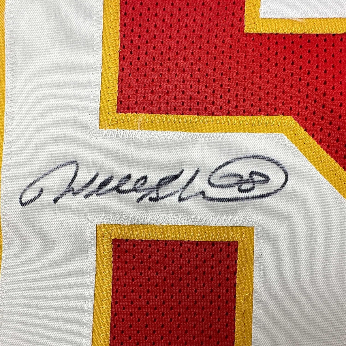 Framed Autographed/Signed Will Shields 35x39 Kansas City Red Football Jersey JSA COA