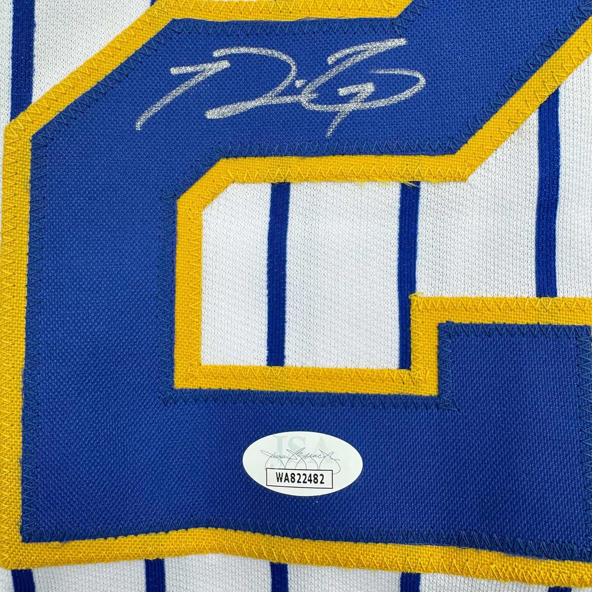 Framed Autographed/Signed Prince Fielder 35x39 Milwaukee White Pinstripe Baseball Jersey JSA COA