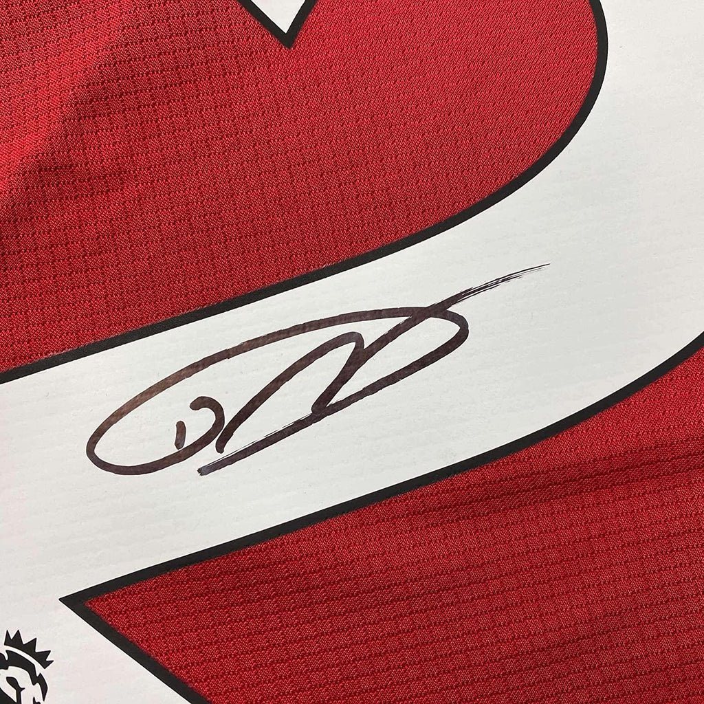 Framed Autographed/Signed Darwin Nunez 35x39 Liverpool Red Soccer Jersey Beckett BAS COA