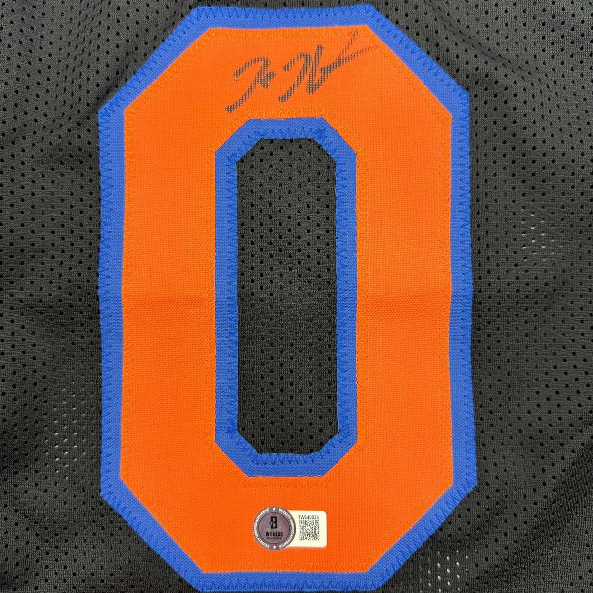 Framed Autographed/Signed Donte Divincenzo 35x39 New York Black Basketball Jersey Beckett BAS COA