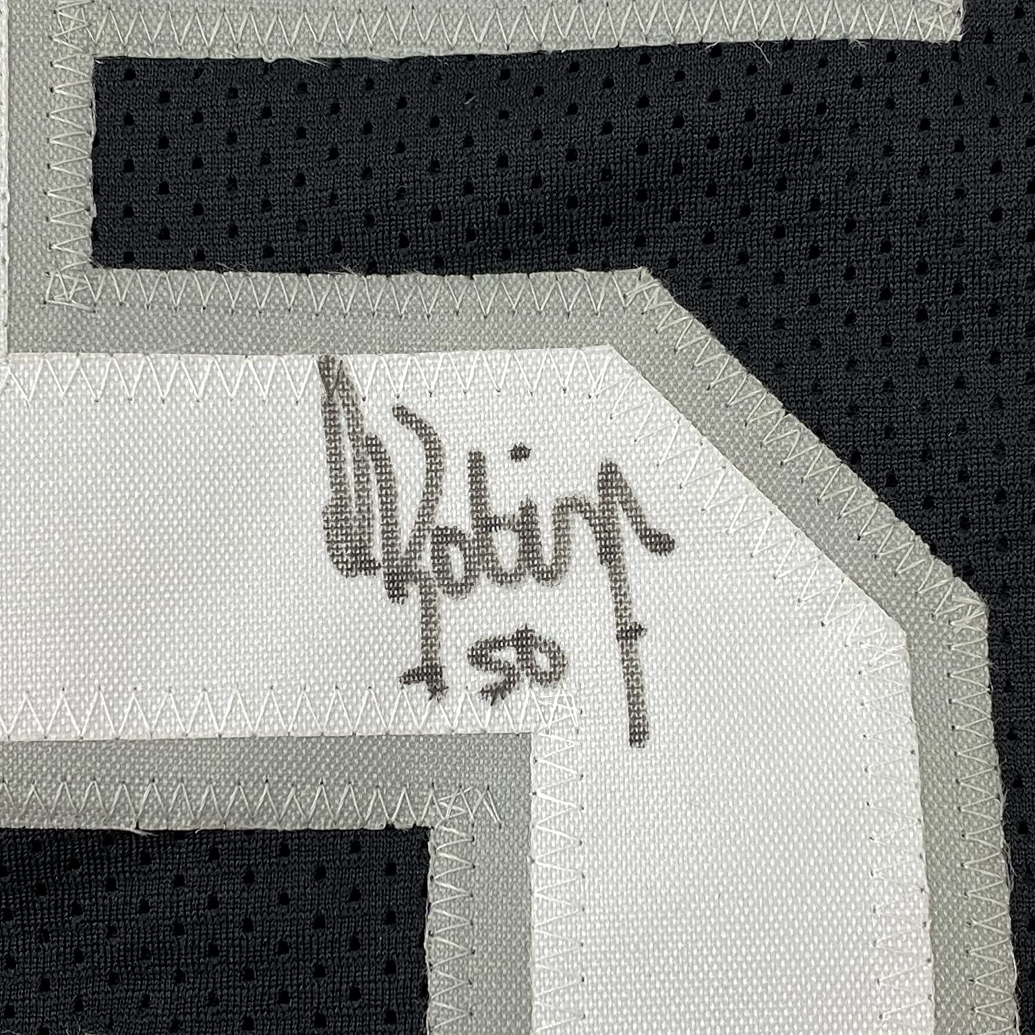 Framed Autographed/Signed David Robinson 35x39 San Antonio Black Basketball Jersey JSA COA