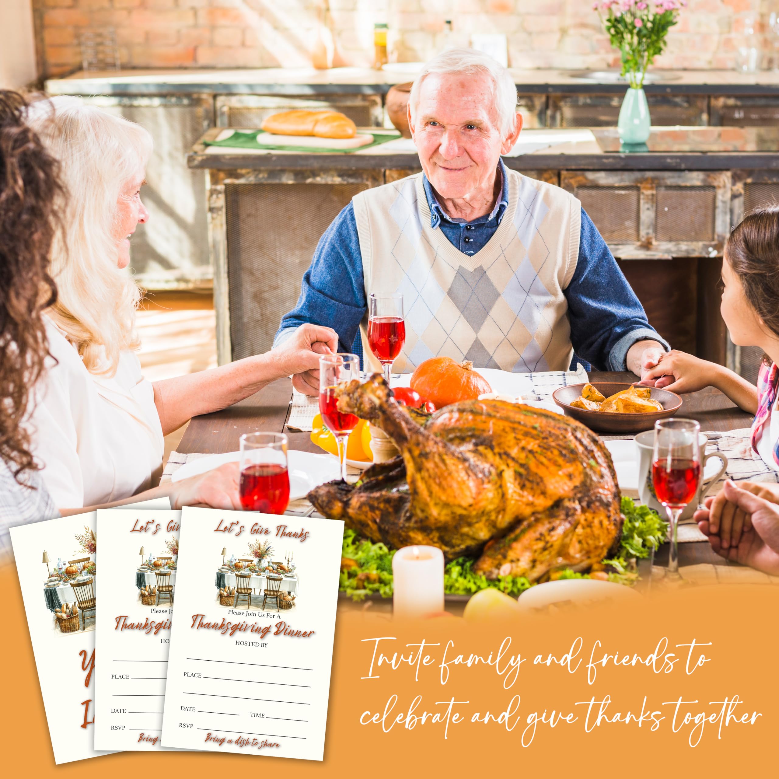 Yhtmbf 20 Thanksgiving Party Invitations with Envelopes 4x6 Let's Give Thanks