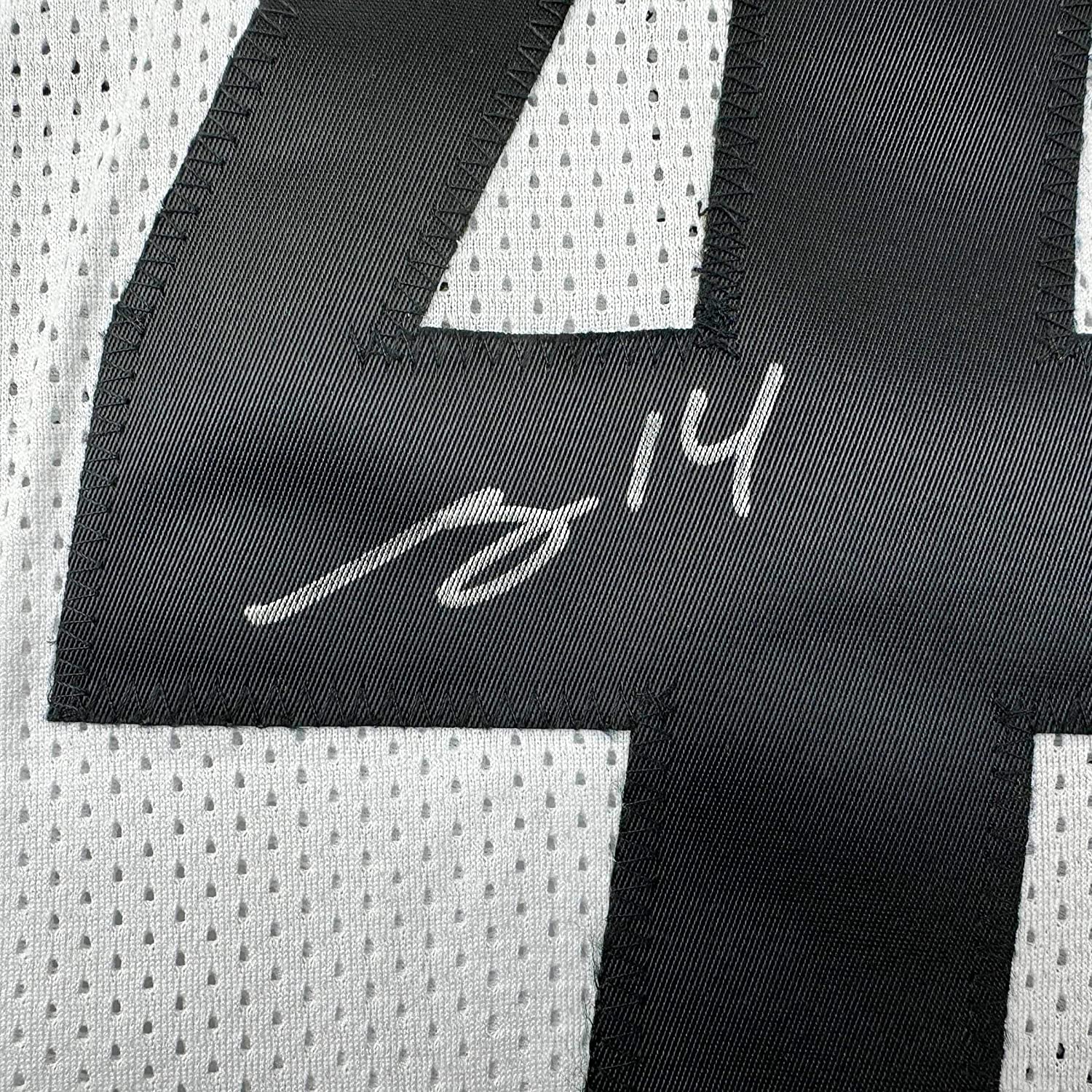 Framed Autographed/Signed George Pickens 35x39 Pittsburgh White Football Jersey JSA COA