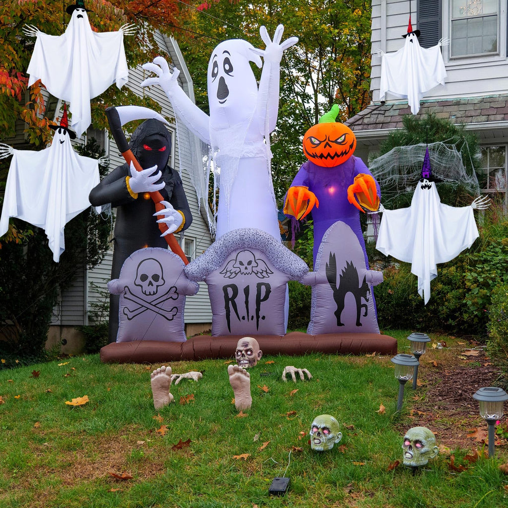 Threan 4-Piece Hanging Ghost Decorations 28-35" White Halloween Decor