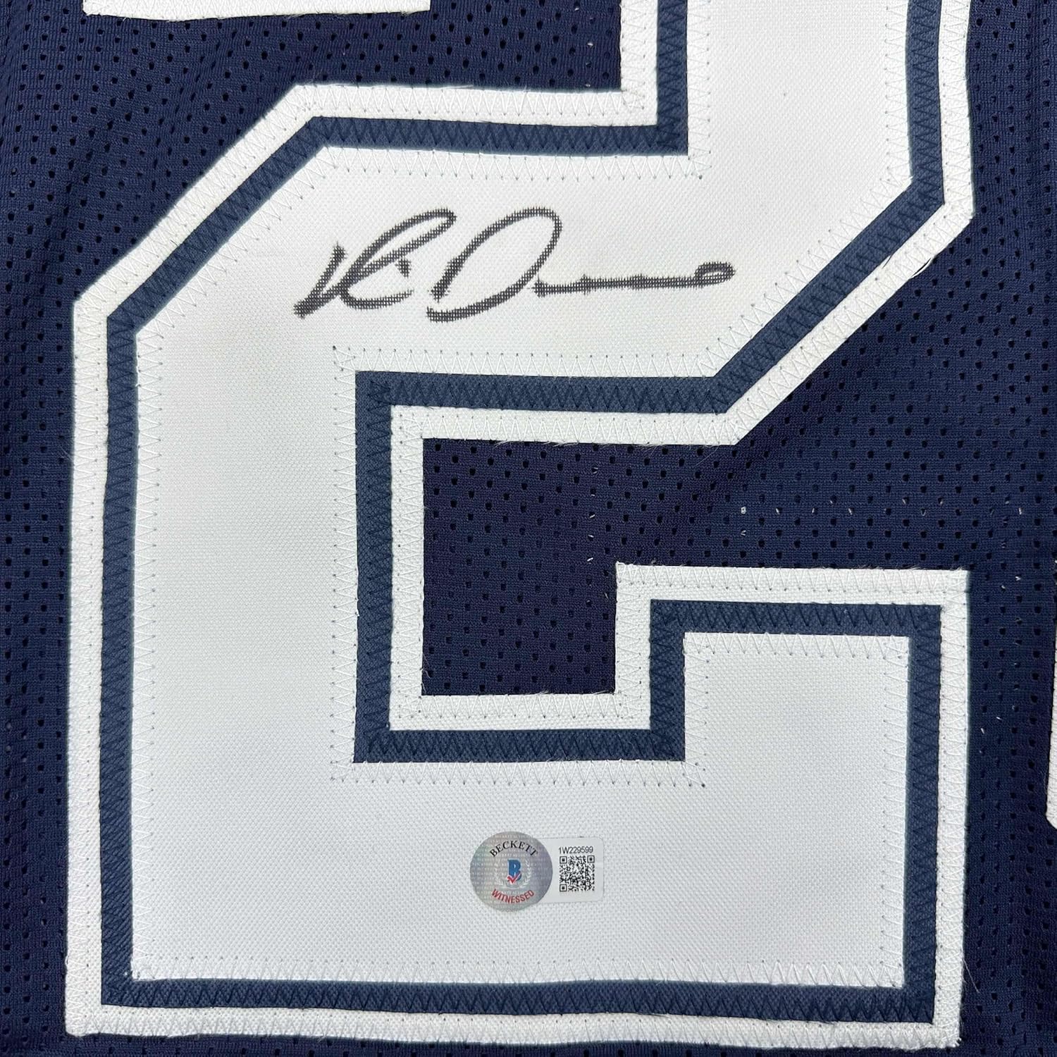 Framed Autographed/Signed Rico Dowdle 35x39 Dallas Blue Football Jersey Beckett BAS COA
