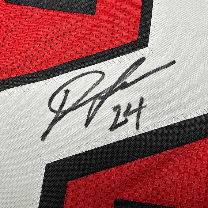 Framed Autographed/Signed Devonta Freeman 35x39 Atlanta Red Football Jersey Beckett BAS COA