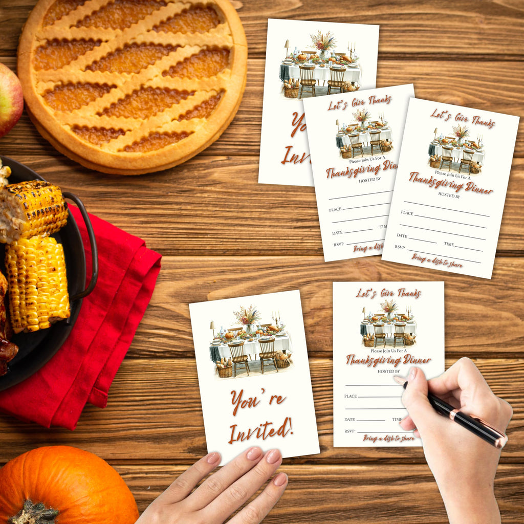 Yhtmbf 20 Thanksgiving Party Invitations with Envelopes 4x6 Let's Give Thanks
