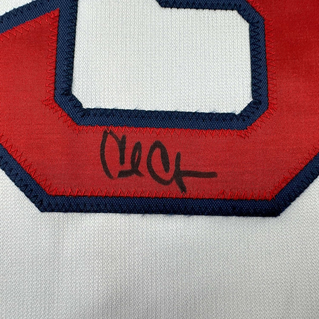 Framed Autographed/Signed Carl Crawford 35x39 Boston White Baseball Jersey JSA COA