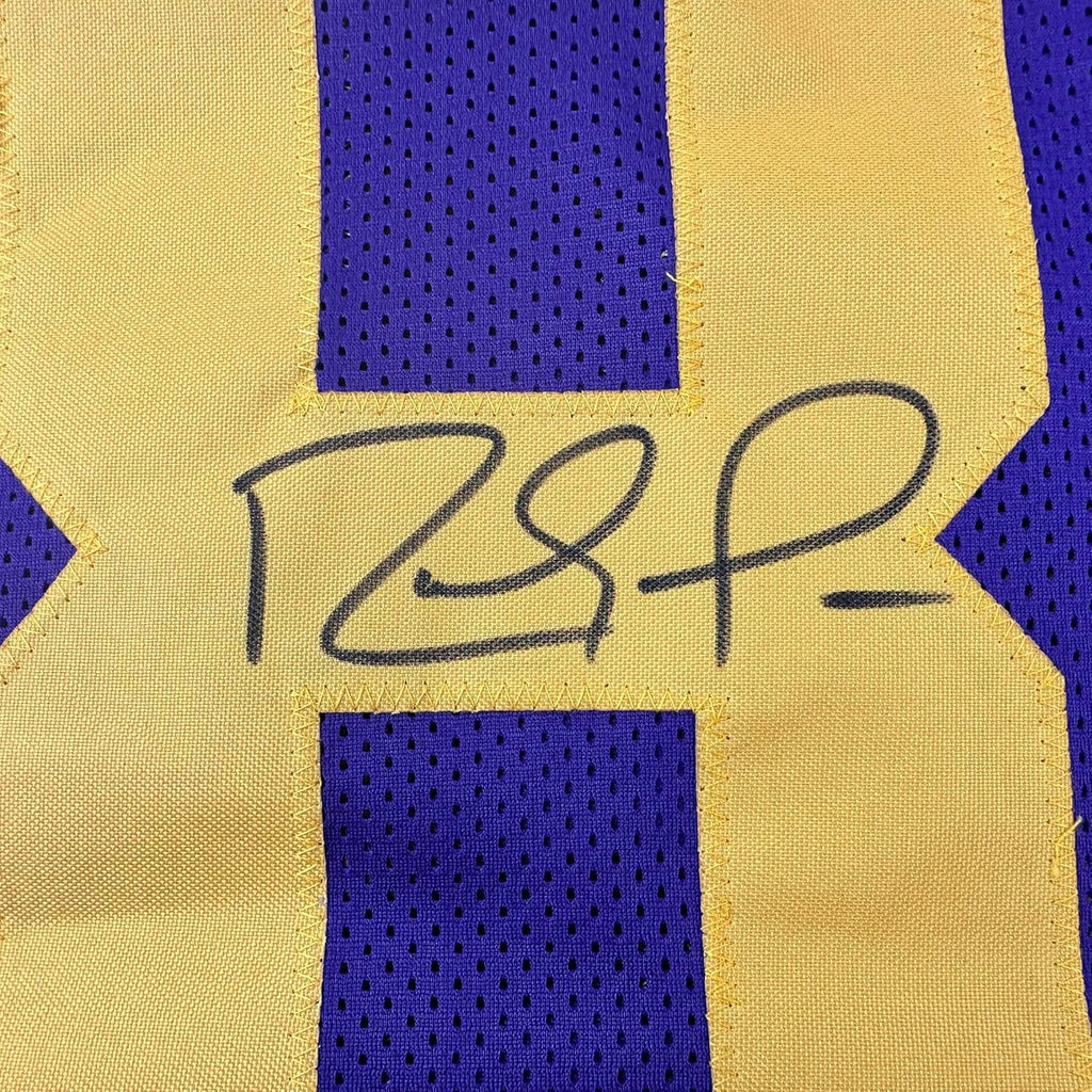 Framed Autographed/Signed Randy Moss 35x39 Minnesota Color Rush Purple Football Jersey Beckett BAS COA