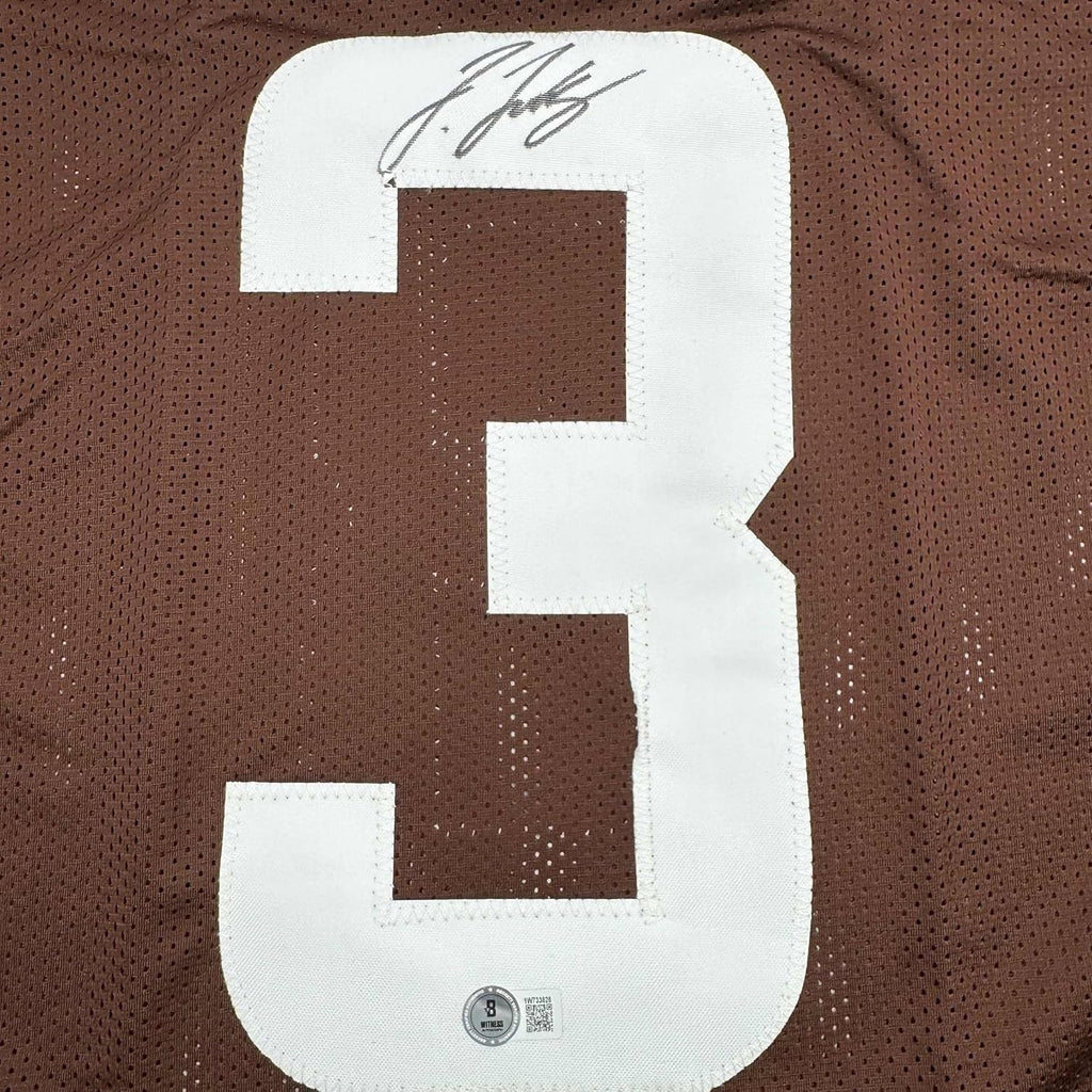 Framed Autographed/Signed Jerry Jeudy 35x39 Cleveland Brown Football Jersey Beckett BAS COA