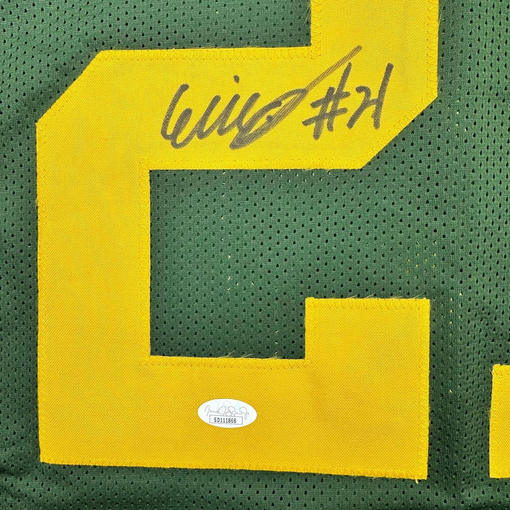 Framed Autographed/Signed Eric Stokes 35x39 Green Bay Color Rush Football Jersey JSA COA