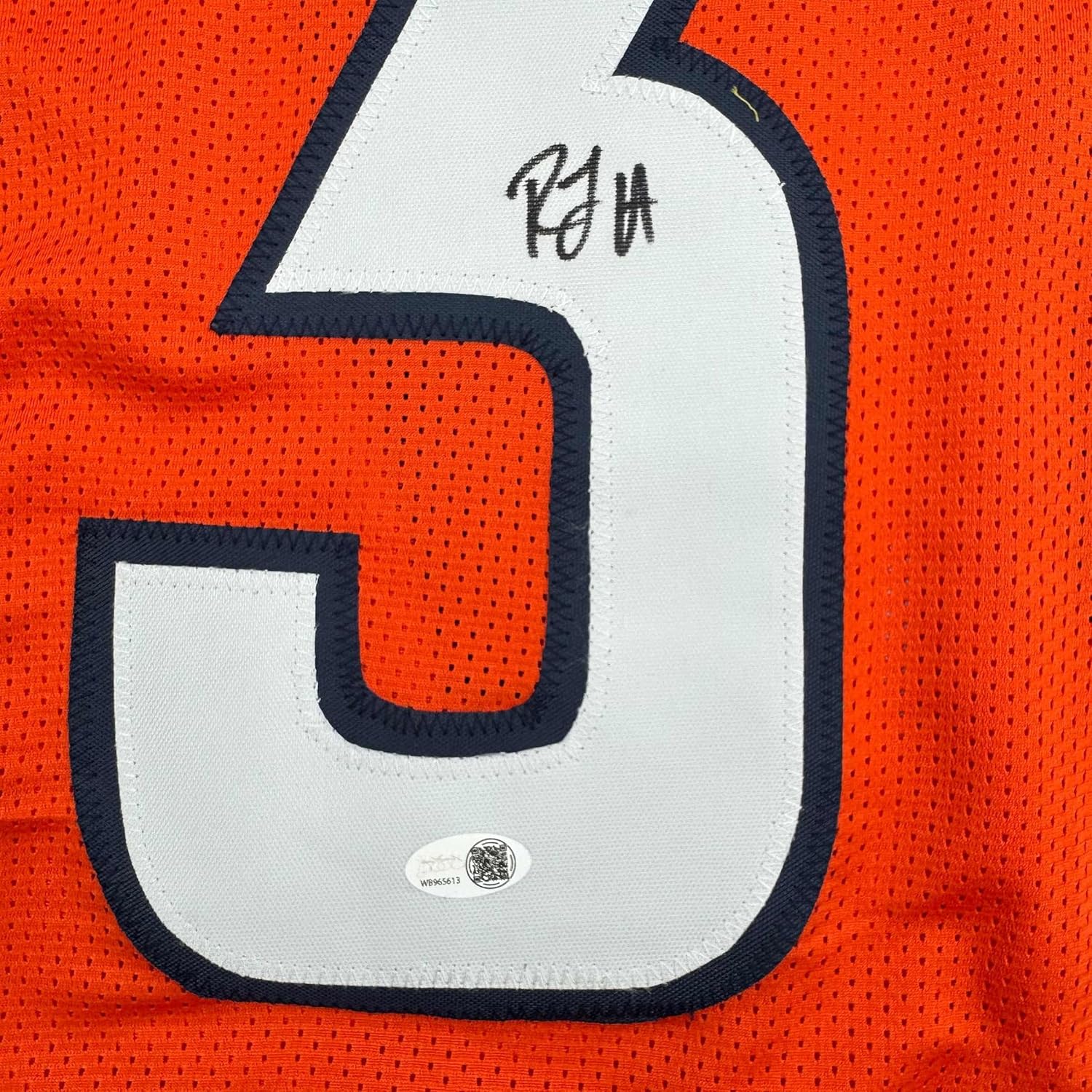 Framed Autographed/Signed R.J RJ Harvey 35x39 Denver Orange Football Jersey JSA COA
