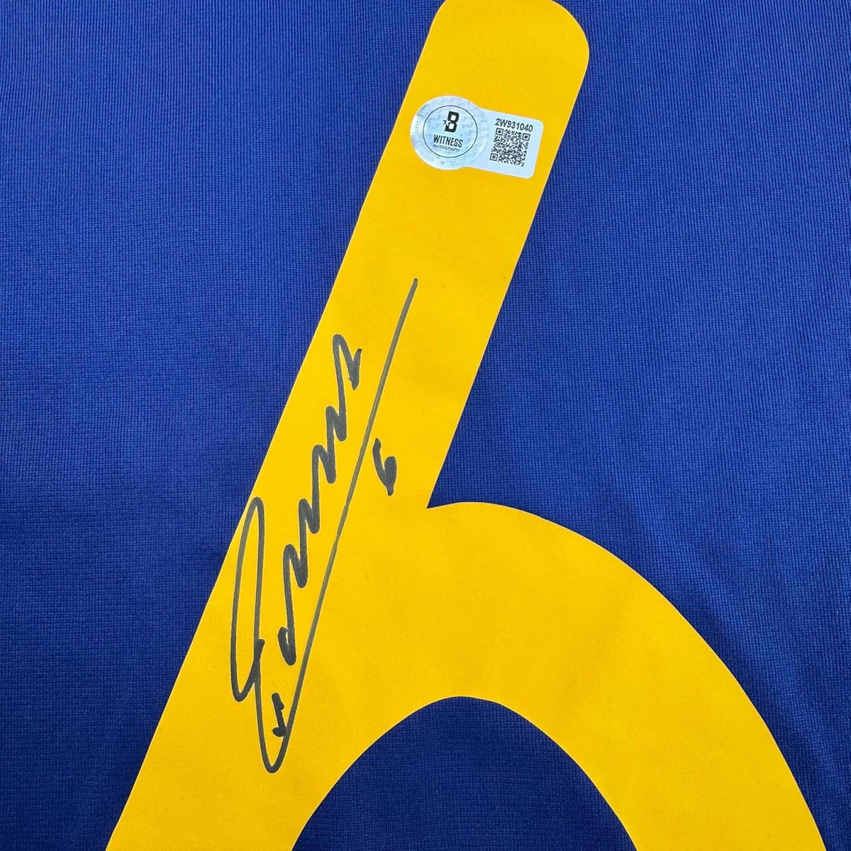 Framed Autographed/Signed Andres Iniesta 35x39 Spain Blue World Cup Soccer Futbol Jersey Beckett BAS COA