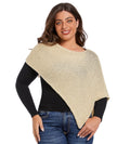 YZYIZHI Women's Asymmetric Knit Sparkly Poncho Shawl Wrap Ivory One Size