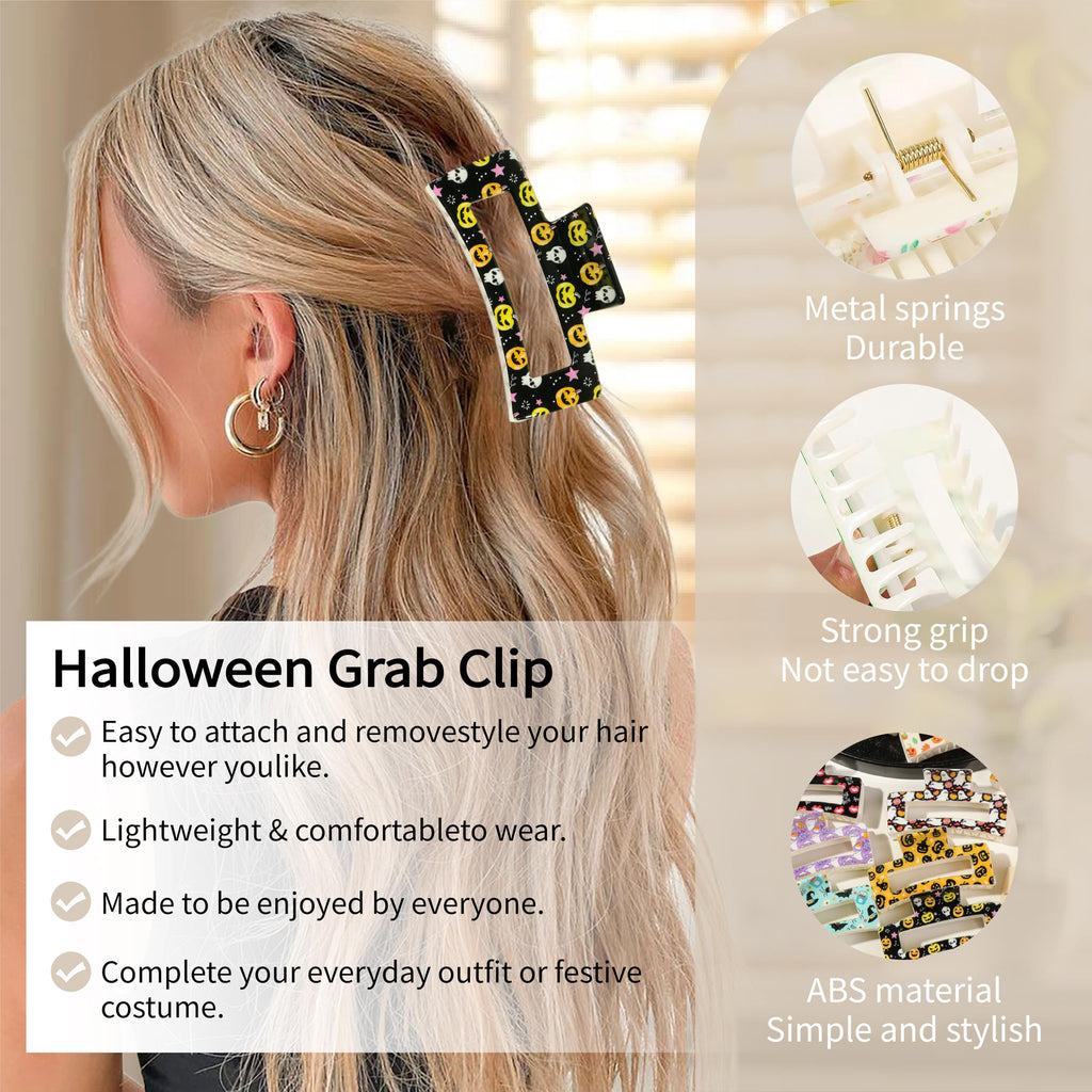 Halloween Theme  6pcs Hair Claw Clips for Women, Large Claw Clips for Thick Hair, Strong Hair Clips for Thin Hair, Stylish Hair Barrettes, Hair Accessories for Daily & Holiday Wear