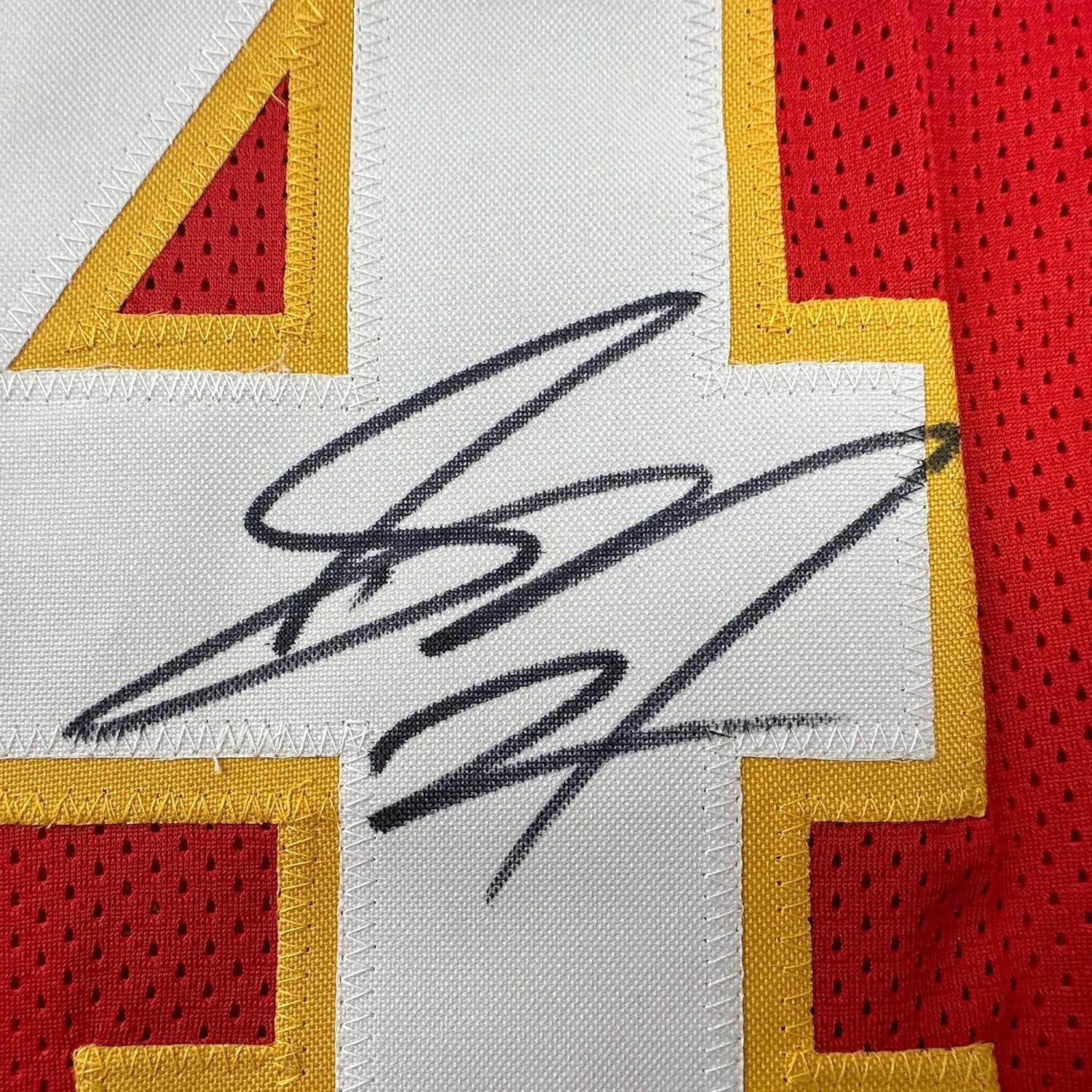 Framed Autographed/Signed Skyy Moore 35x39 Kansas City Red Football Jersey JSA COA