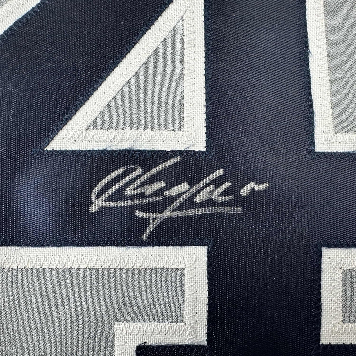 Framed Autographed/Signed Aroldis Chapman 35x39 New York Grey Baseball Jersey Beckett BAS COA