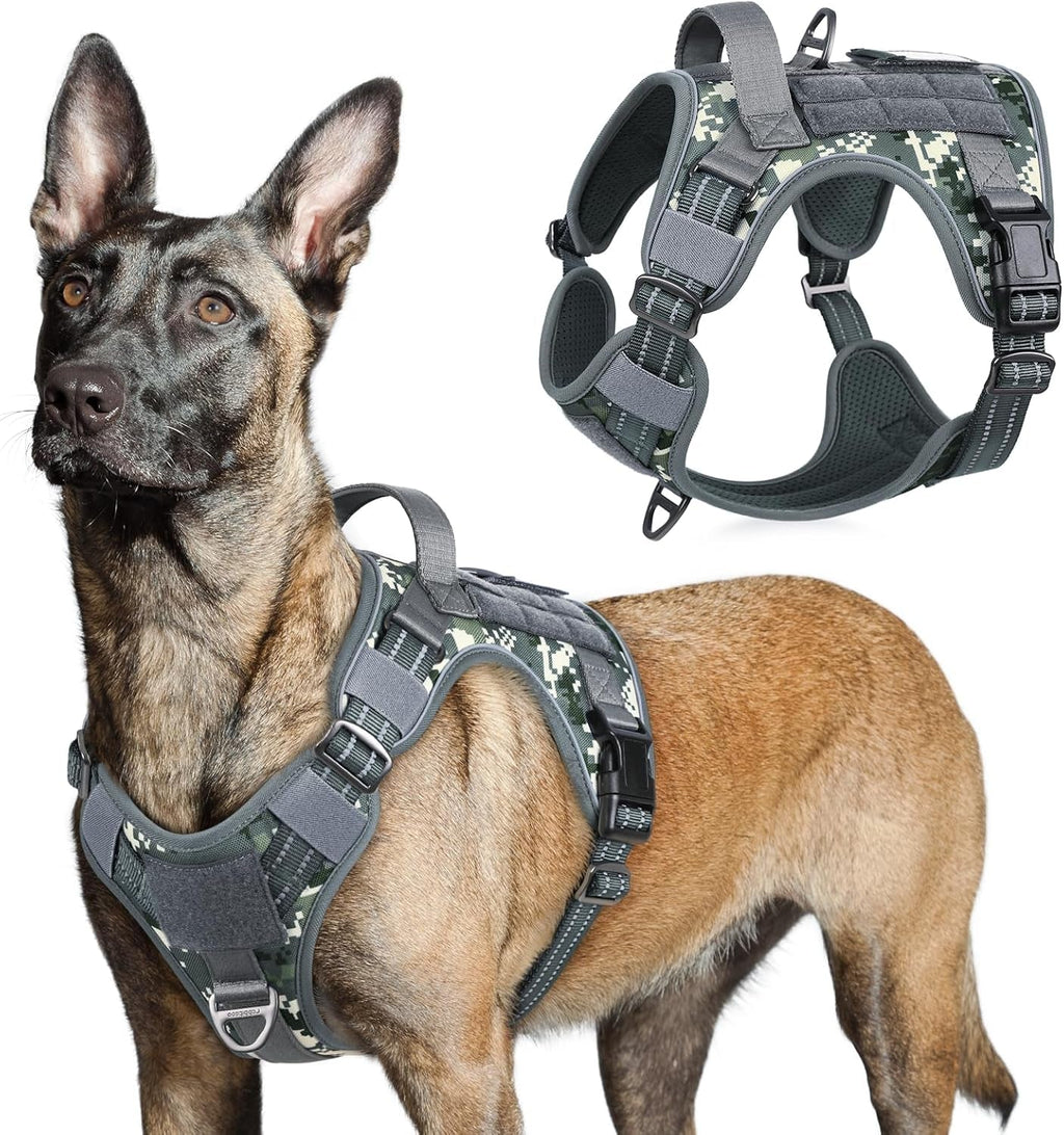 No-Pull Tactical Dog Harness MOLLE Vest for Medium & Large Dogs