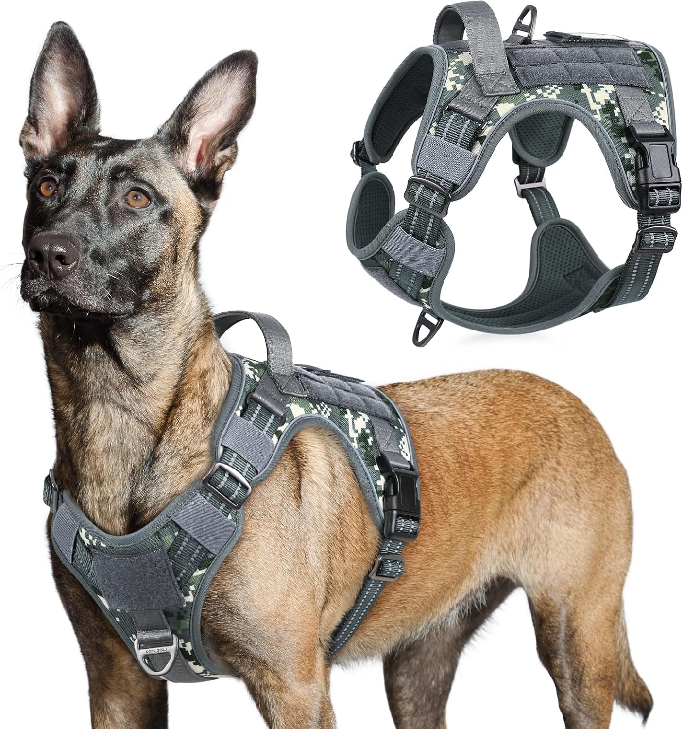 No-Pull Tactical Dog Harness MOLLE Vest for Medium & Large Dogs