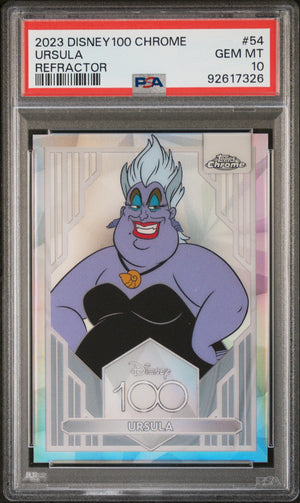Graded 2023 Topps Chrome Disney 100 Ursula #54 Refractor The Little Mermaid Trading Card PSA 10 Gem Mint
