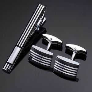 Black Enamel Silver Stripes