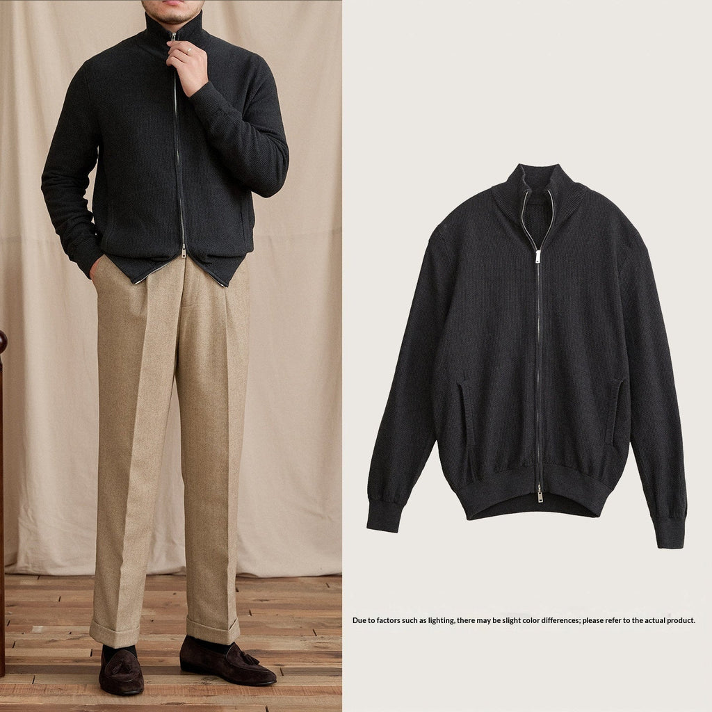 Slim-fit Lightweight Wool-blend Knit Commuter Jacket