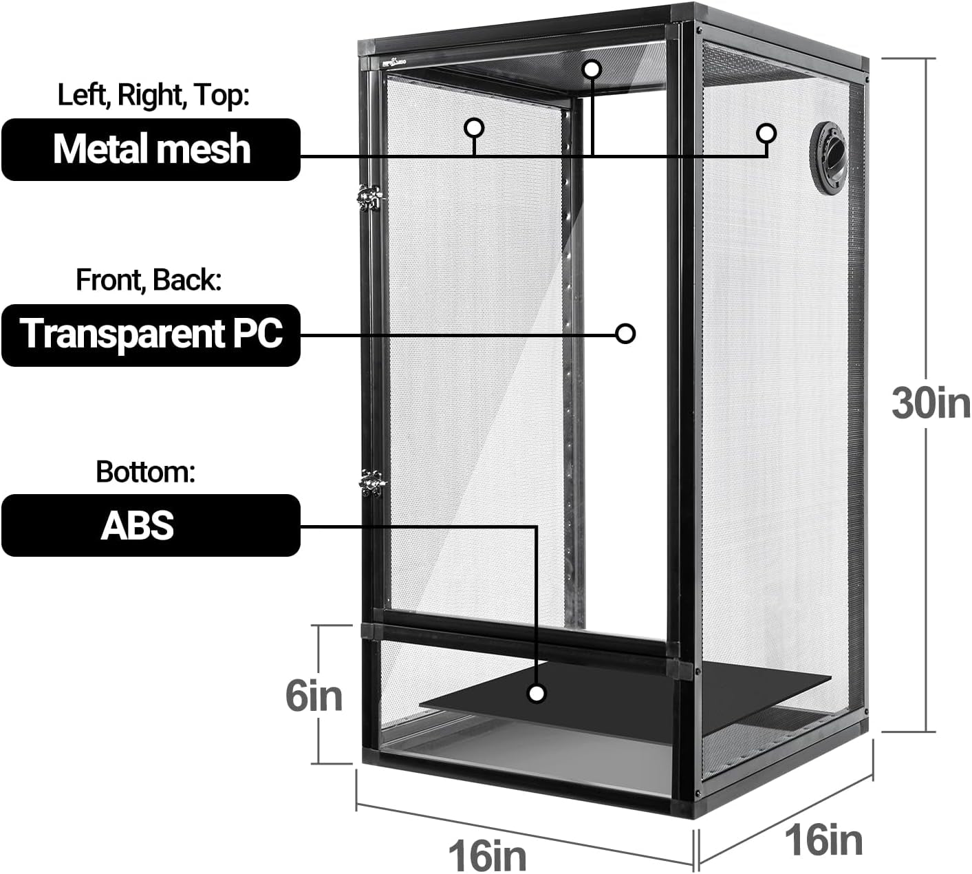 34 Gal Reptile Cage Screen Terrarium Front Opening 2 Sizes