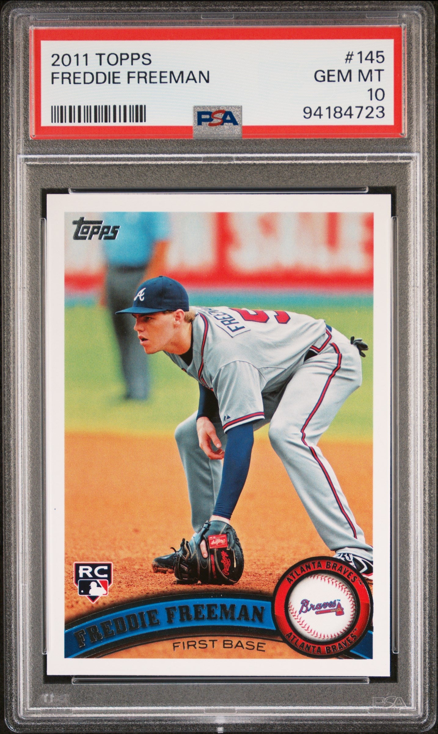Graded 2011 Topps Freddie Freeman #145 Rookie RC Baseball Card PSA 10 Gem Mint