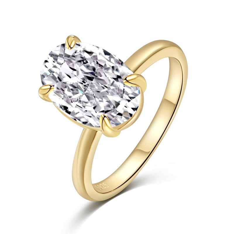 Oval Ring Female Four-claw Cold High Luxury