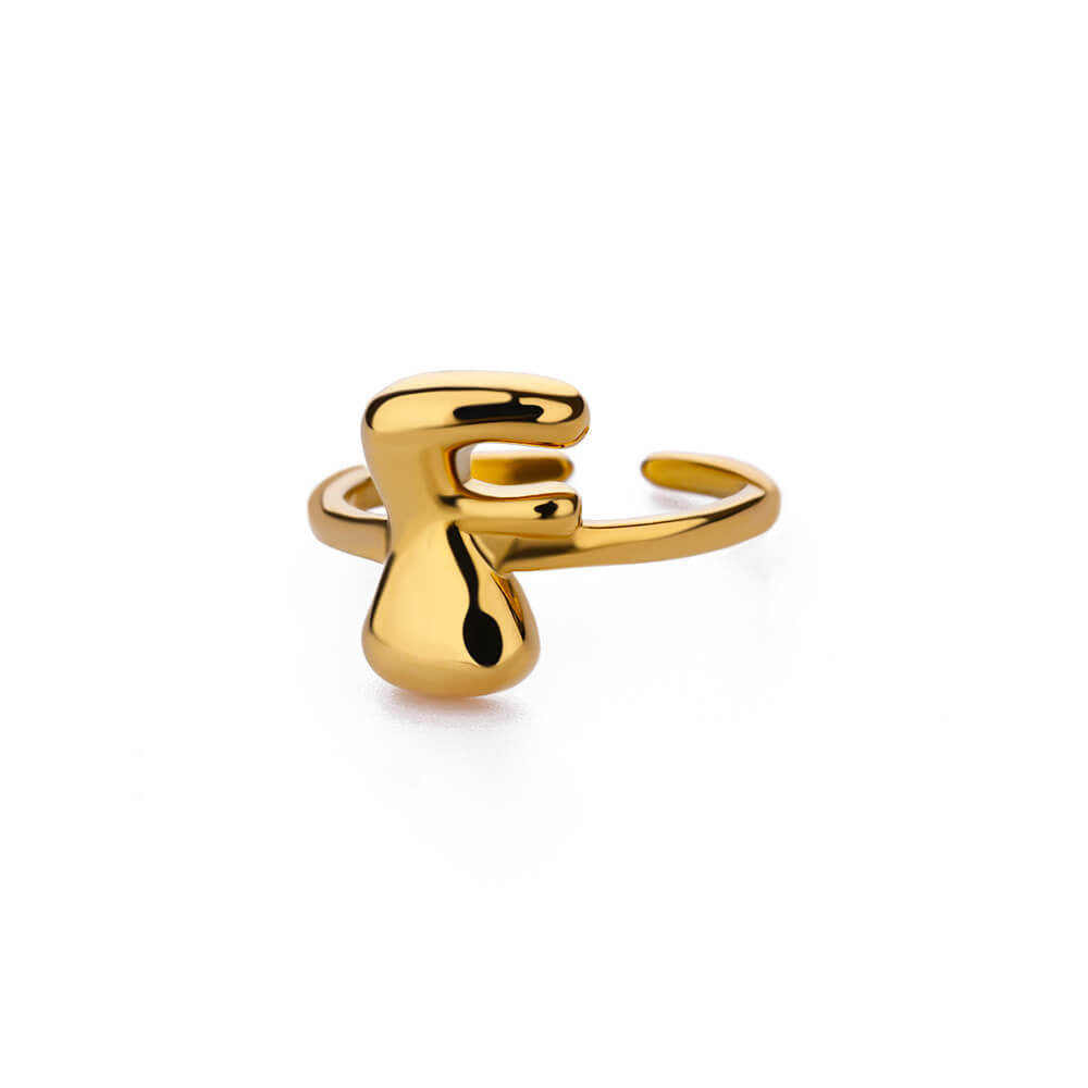 Cute Bubble Letters Ring Gold 18K Gold Plated Ring