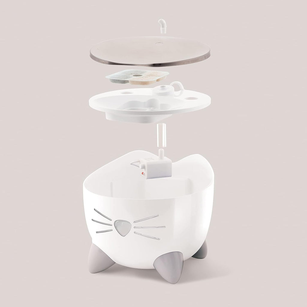 PIXI Stainless Steel Cat Water Fountain 2L Triple Filter Quiet Pump