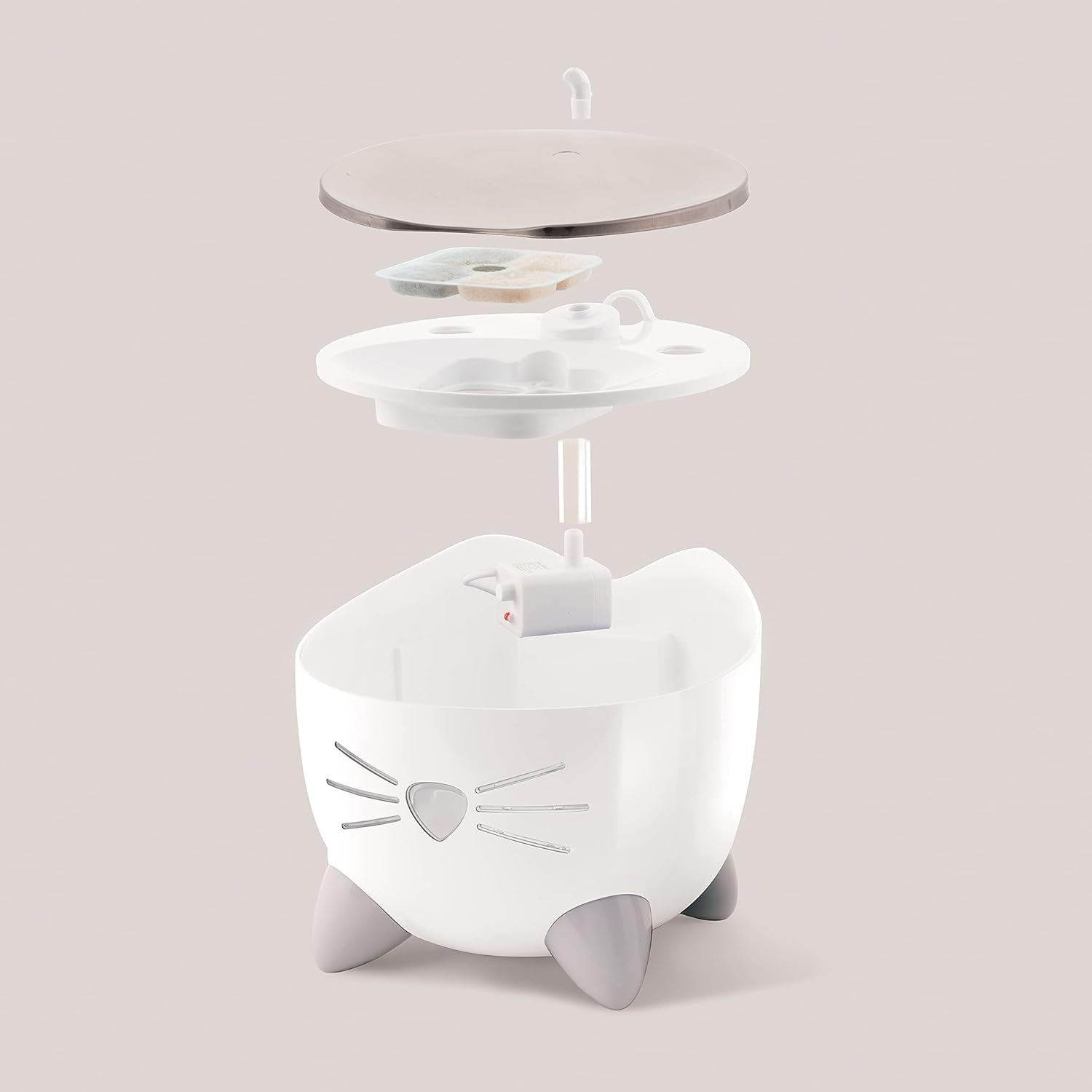 PIXI Stainless Steel Cat Water Fountain 2L Triple Filter Quiet Pump