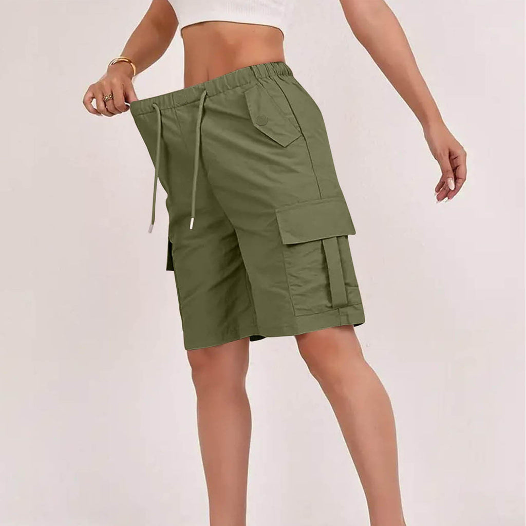 Womens High-waisted Casual Fashion Shorts With Pockets Buttons And A Drawstring