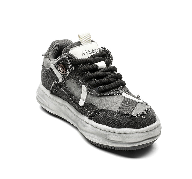 Special-interest Design 7cm Invisible Height Increasing Distressed Dissolved Board Shoes