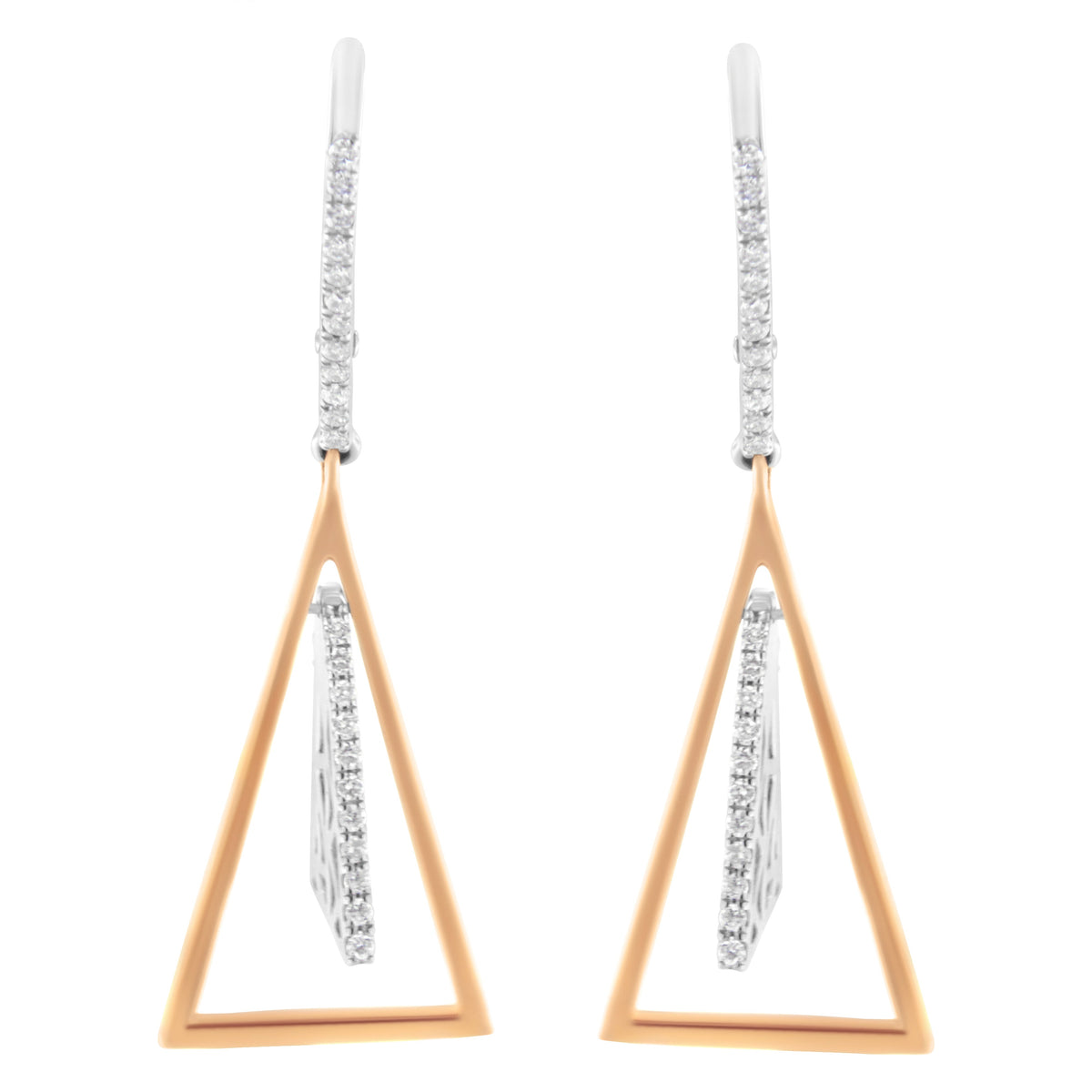 14K Rose and White Gold 3/8 Cttw Diamond Windchime Drop and Dangle Earring (G-H Color, SI1-SI2 Clarity)
