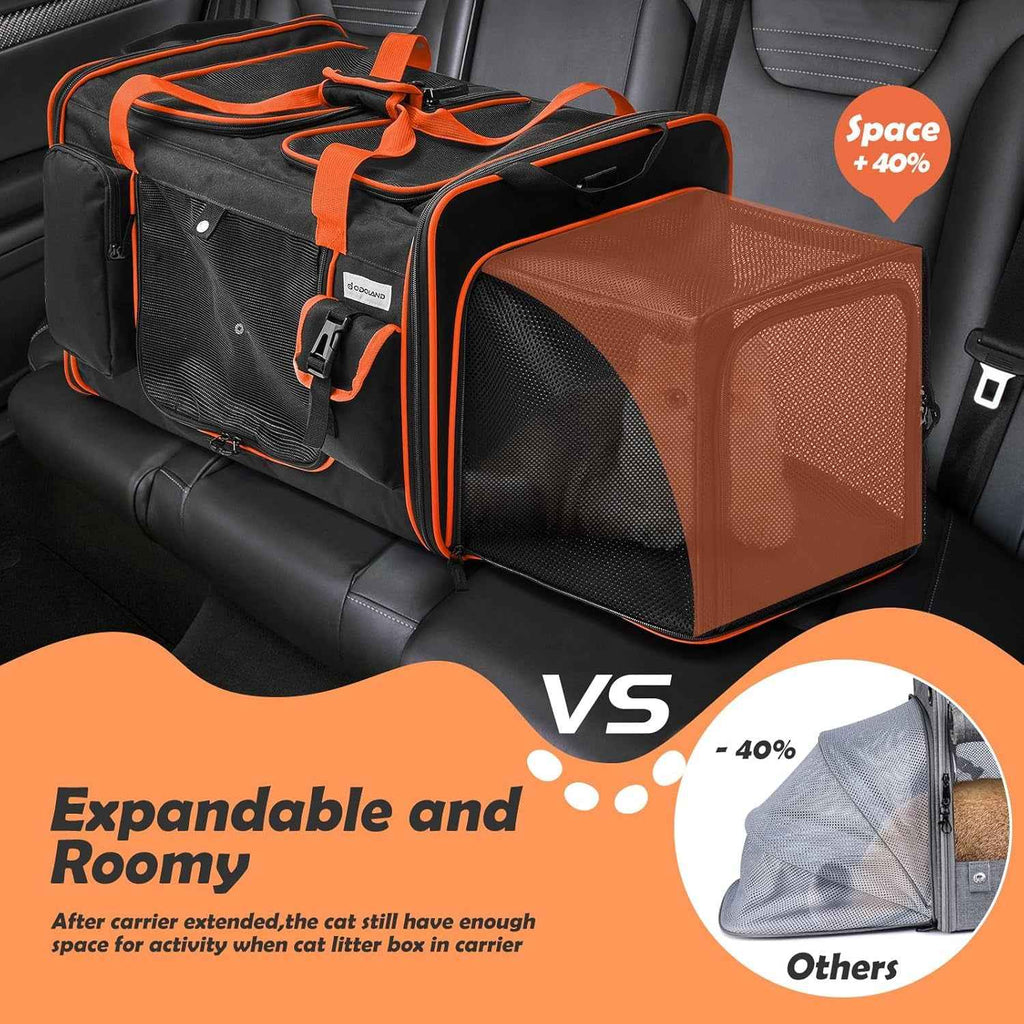 Extra Large Cat Carrier Expandable 2 Cats Travel Carrier with Litter Box