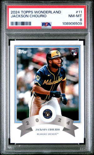 Graded 2024 Topps Wonderland Jackson Chourio #11 Rookie RC Baseball Card PSA 8 Near Mint