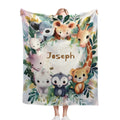 Personalized Safari Animals Blanket with Name | Custom Baby & Kids Gift