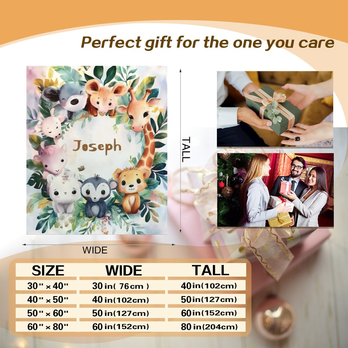Personalized Safari Animals Blanket with Name | Custom Baby & Kids Gift