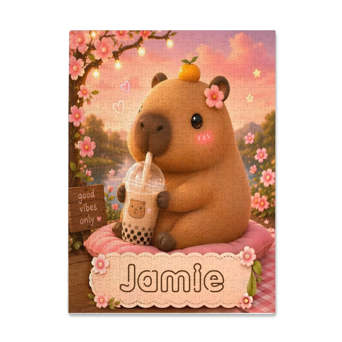 Personalized Capybara Jigsaw Puzzle – Custom Name Gift | 500 Pieces | Comes in a Box