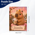 Personalized Capybara Jigsaw Puzzle – Custom Name Gift | 500 Pieces | Comes in a Box