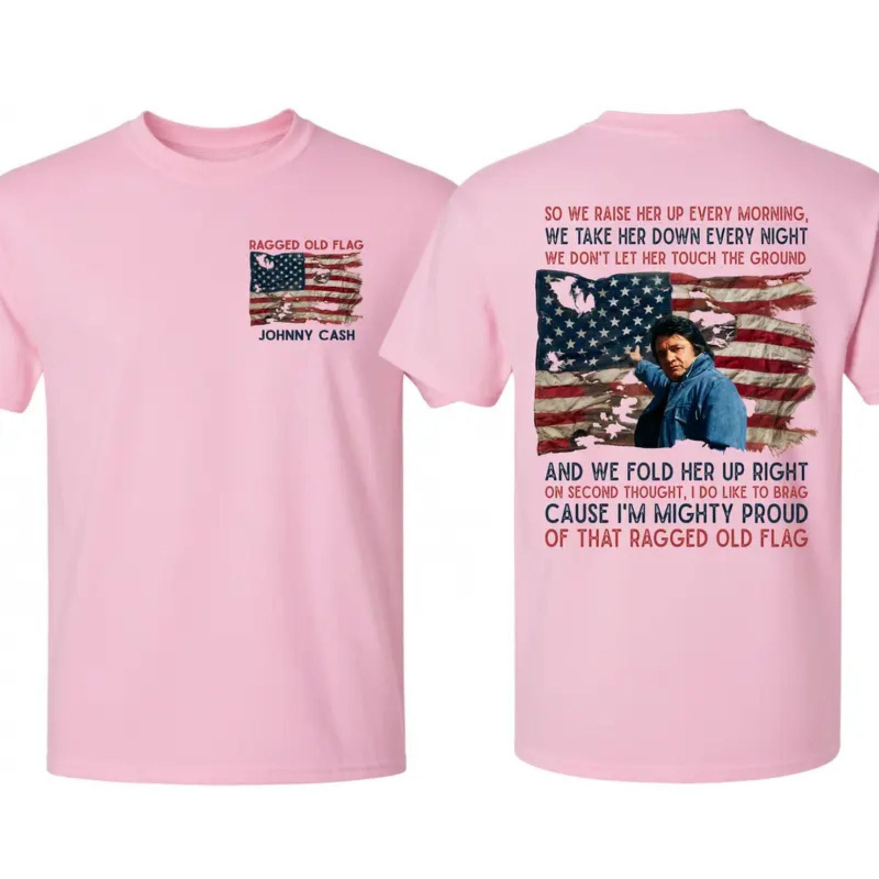 Ragged Old Flag T-Shirt – Vintage Patriotic Country Music Inspired Graphic Tee, Unisex Cotton Shirt