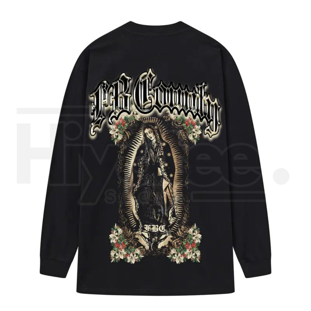 FB County Graphic Long Sleeve T-Shirt – Classic Streetwear Style, Heavyweight Long Sleeve Tee